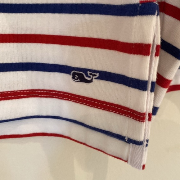 Vineyard Vines nautical French red blue stripe boatneck button shoulder tee Sz L - Picture 5 of 9